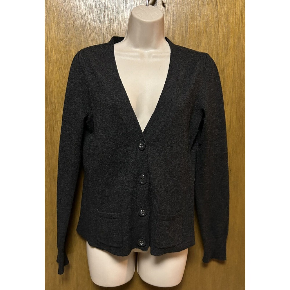 Fenn Wright Manson size M women's 100% Merino Wool Cardigan Sweater GRAY Y22